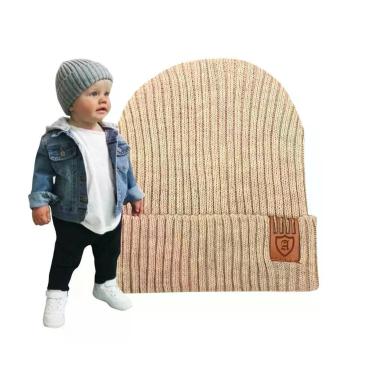 Imagem de Touca de Frio OEM Beanie Boina em Fio de Lã Antialérgico Tamanho Adul Bege para Bebê Infantil Menino Unissex