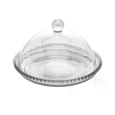 Imagem de Queijeira 20 cm de cristal transparente com tampa Pearl Wolff 28268