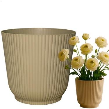 Imagem de Cachepot Talin Cinza 1,5L 14cm x 13cm de Polipropileno Duro e Resistente, Compativel com Sistema Autoirrigável - Vaso Decorativo Elegante para Plantas - Top Garden