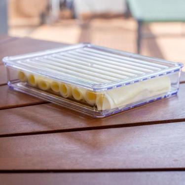 Imagem de Kit Porta Frios Presunto Queijo Kit Acrílico Resistente Com Tampa Herm
