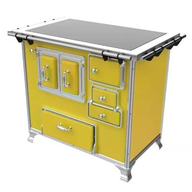 Imagem de Fogão a Lenha Tradicional 4 Bocas Vitrocerâmico Venâncio No2 Esmaltado Amarelo 100CM