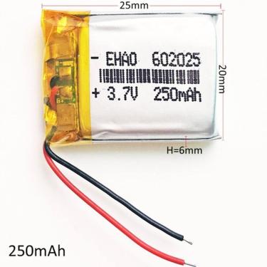 Imagem de Bateria 602025 C/ 3,7v 250mah 6mm X 20mm X 25mm 2 Fios - - bgb