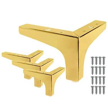 Imagem de Seimneire Pernas de móveis, pés de móveis de metal dourado de 10 cm, pernas resistentes para mesa de armário e sofá (4 unidades)