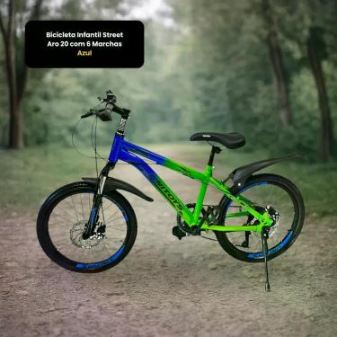 Imagem de Bicicleta Infantil Street Aro 20 Freio a Disco 6 Marchas Azul Unitoys