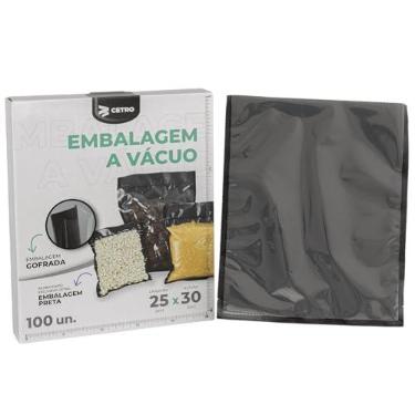 Imagem de Embalagem a Vácuo Gofrada Preta 25x30cm - 100 Sacos Pré-Formados, Nylon Poli, 27 micras, Livre de BPA