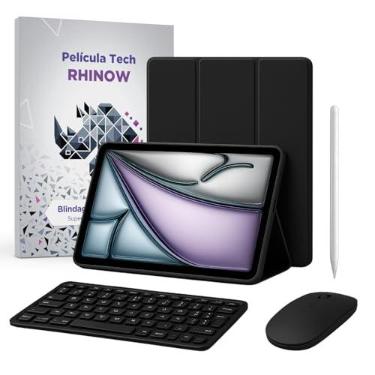 Imagem de Kit Capa Slim com suporte de caneta para iPad Air 11” (modelo 2024 a 2026) + Película de vidro + Caneta + Teclado e Mouse Branco