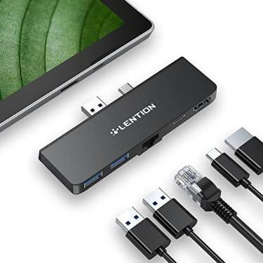 Imagem de LENTION Base Surface Pro, Hub Surface Pro 7 5 em 1, hub USBC 4K a 60Hz para HDMI, hub USB C para Gigabit Ethernet, 2 Hub USB 3.0, Hub de porta de carregamento PD 60W tipo C (CS35, preto)
