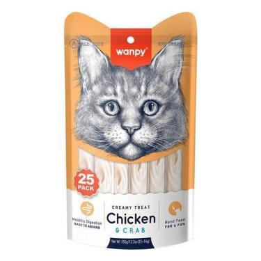 Imagem de Petisco para gatos Wanpy Creamy Sabor Frango e Caranguejo Pacote com 2