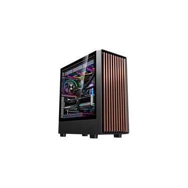 Imagem de Gabinete Gamer Liketec Oak Wood, E-ATX, Painel Frontal com Detalhes em Madeira, Preto - LC-KB-WOD-2025-1003