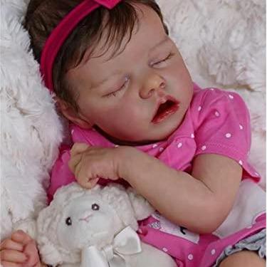 Imagem de Boneca reborn realista,Boneca Bebe Reborn Adormecidas menina,De Vinil Macio Feito à Mão de 18 Polegadas Recém-nascido Reborn Soft Silicone Recém-nascido Bebê boneca reborn original
