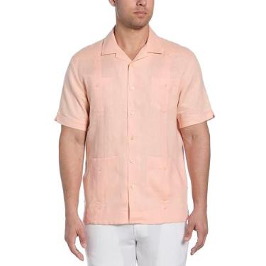 Imagem de Cubavera Camisa Guayabera masculina de manga curta com quatro bolsos, Parfait de pêssego, G