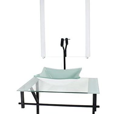 Imagem de GABINETE DE VIDRO PARA BANHEIRO 60CM AP CUBA QUADRADA BRANCO