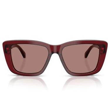 Imagem de Emporio Armani Óculos de sol feminino EA4246U com ajuste universal, bordô transparente brilhante/marrom claro, 54 mm, Bordeaux transparente brilhante/marrom claro, 54 mm