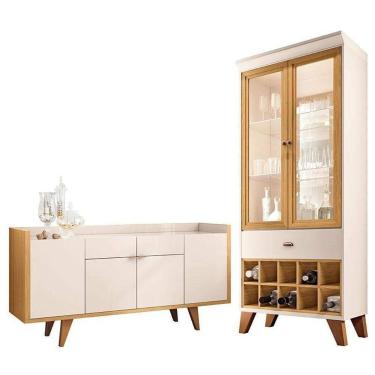 Imagem de Buffet Melodia E Cristaleira ópera Off White Cinamomo  Hb Móveis
