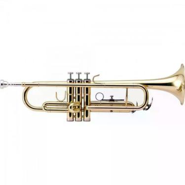 Imagem de Trompete HTR-300L com Afinação em Si Bemol, 3 Pistões em Cuproníquel, Campana 124MM Dourado Harmonics