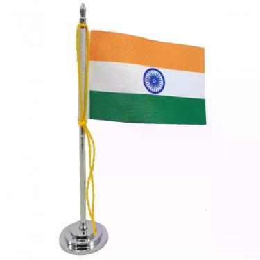Imagem de Mini Bandeira De Mesa Da India 15 Cm Poliéster