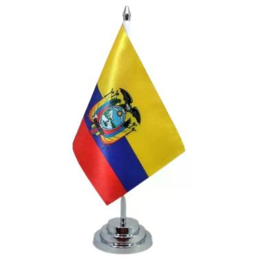 Imagem de Bandeira Mesa Equador Com 29 Cm Mastro Altura Poliéster