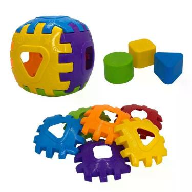 Imagem de Brinquedo De Encaixar Educativo Cubo Didático 3 Unidades Colorido