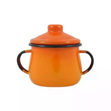 Imagem de Açucareiro Esmaltado Laranja 0,38L para Servir e Decorar em Aço Especial para Mesa Ewel