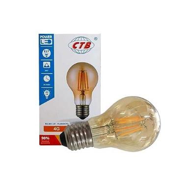 Imagem de CTB Lâmpada A60 Vintage Retro Ambar E27 Bivolt 3,2W 450lm Branco Quente 2300K 1 Unidade