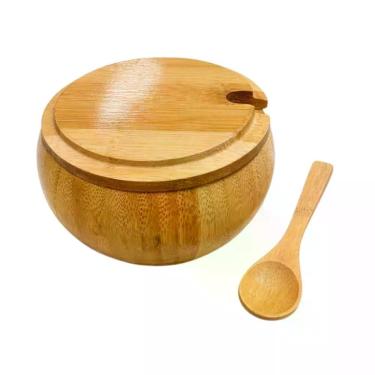 Imagem de Açucareiro Fratelli com Colher Bambu Natural Resistente e Durável para Mesa de Café 300G