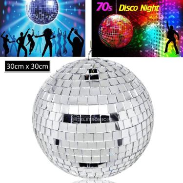 Imagem de Globo Bola Espelhado Refletor Rotativo 30cm Para Discoteca Festa Balad