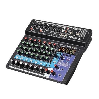 Imagem de TEYUN Console De Mixagem Som Portátil Profissional 8 Canais, Entrada Computador, 48 V, Potência, Transmissão Ao Vivo, A8, Novo (8 Canais)