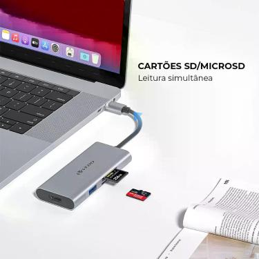 Imagem de Hub Adaptador 7 Em 1 Com Usb 3.0 5 Gbps Usb-c Hdmi Cartão Sd Micro Not
