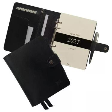 Imagem de Agenda Diária 2027 190-R Personalizada Raffai Couros, Preto