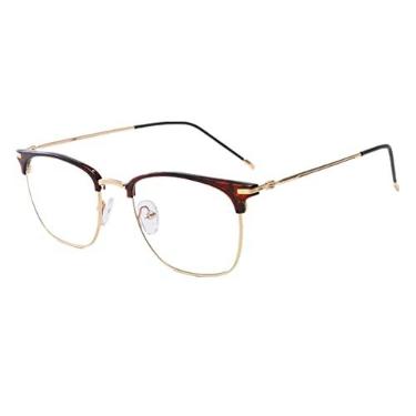 Imagem de Óculos de lente transparente Shiratori retrô meia armação com aro Clubmaster Optics 50 mm, Marrom, One Size