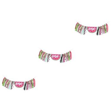 Imagem de Gadpiparty 3 Pecas bandeira de aniversário guirlanda de cadeira alta decoração de festa de 1 ano ornamento bandeira de cadeira de jantar decoração de banner melancia corda garoto garota Pano