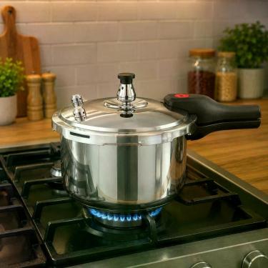 Imagem de Panela de Pressão 4L em Aço Inox com Revestimento em Aço Inox para Fogão de Indução e Gás XDX