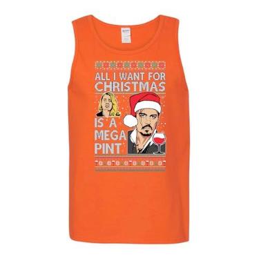 Imagem de wild custom apparel Camiseta regata masculina Johnny D Drinking Mega Pint Hearsay Judge Amber Ugly Christmas, Laranja, M
