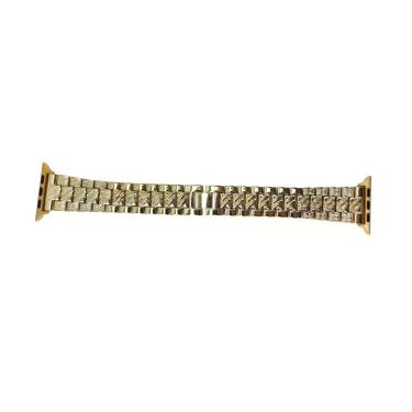 Imagem de Pulseira Relogio Smartwatch Luxo Pedra Strass Aço 3 Elos