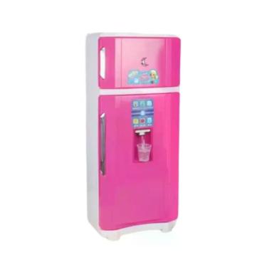 Imagem de Geladeira Infantil Geladeira das Princesas com Dispenser de Água Funcional e Adesivos Interativos Rosa Lua de Cristal