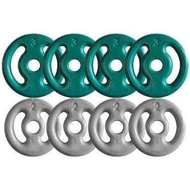 Imagem de Combo com 8 Anilhas Emborrachadas - 20 Kg