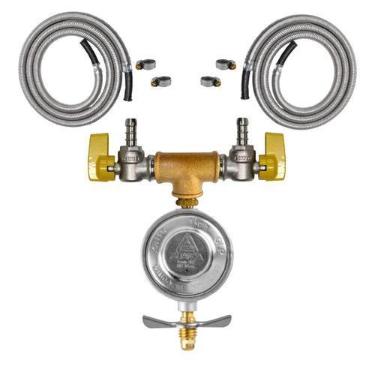 Imagem de Kit Instalação Fogão e Forno Válvula Duas Saídas Gás 4m e 4m - Renogás
