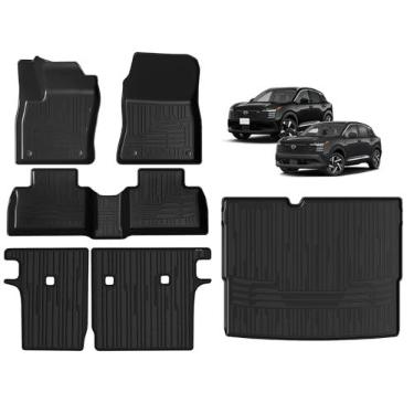 Imagem de TripleAliners Tapetes para todos os climas compatíveis com acessórios Nissan Kicks 2025, forros de tapete de chão, tapete de carga para porta-malas traseiro e protetor de encosto de assento, conjunto