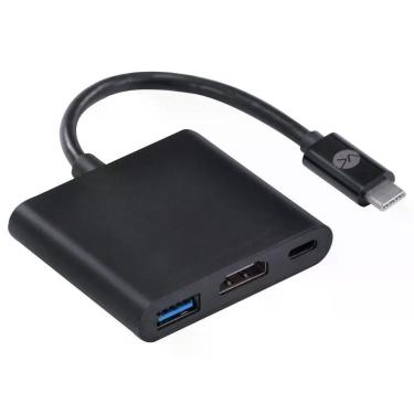 Imagem de Hub USB HCHUC-20 3 em 1 com HDMI 4K e USB 3.0 5Gbps Preto Vinik