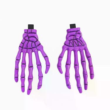 Imagem de Presilhas Mão de Esqueleto Acessório Halloween Roxo - Evolution