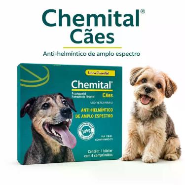 Imagem de Chemital Cães até 10 kg 4 Comprimidos Vermífugo para Cães Mundo Animal