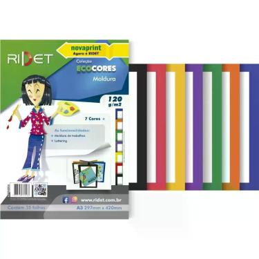 Imagem de Bloco para Educacao Artistica Moldura A3 7COR.120G 35F.29X42 Pacote - 