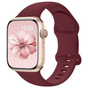 Imagem de Pulseiras esportivas de silicone compatível com pulseiras de Apple Watch de 40 mm, 38 mm, 41 mm, 44 mm, 45 mm, 42 mm, 49 mm femininas e masculinas, pulseira de substituição esportiva macia e