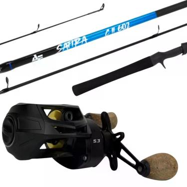 Imagem de Kit Pesca Carretilha Nigra 3 Rolamentos + Vara em Carbono Lados:esquer