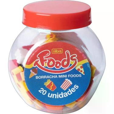 Imagem de Borracha Tilibra Mini Foods Macia Nao Toxica Livre de Ftalato Pote com 20 Unidades Colorida