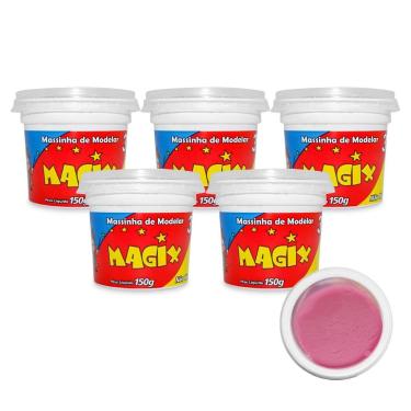Imagem de Kit 5 Potes Massa Massinha de Modelar Infantil 150g Escolar - MAGIX KI