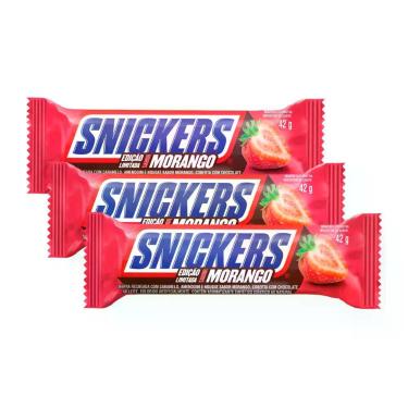 Imagem de Kit 3 Chocolate Snickers Morango 42g