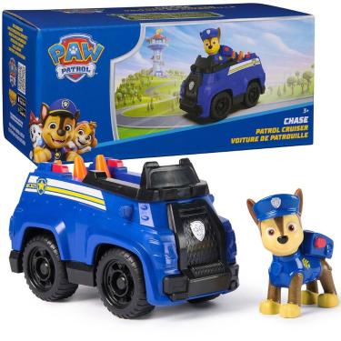 Imagem de Boneco Chase Com Carro De Patrulha 6 Cm Paw Patrol Brinquedo Colecioná