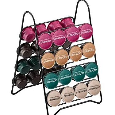 Imagem de Porta Cápsulas Três Corações Suporte Preto para 32 Unidades Café