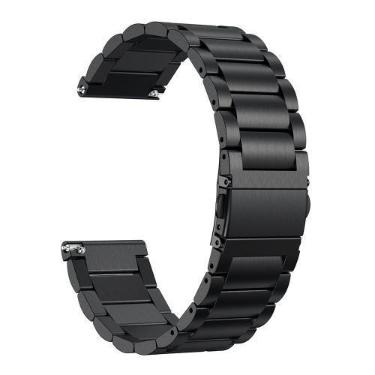 Imagem de Pulseira Aço Compatível Smartwatch Engate Rápido - Poolsy, Preta